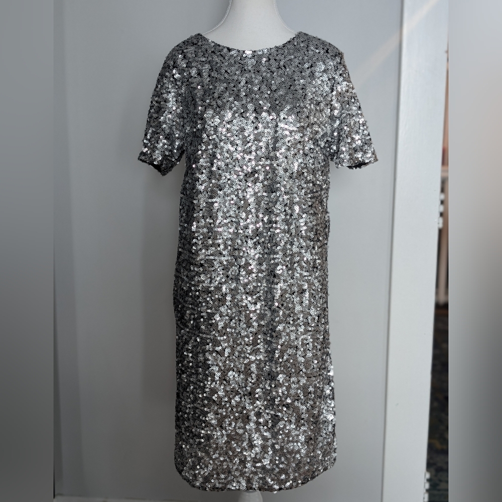 Gap Silver Sequin Shift Dress